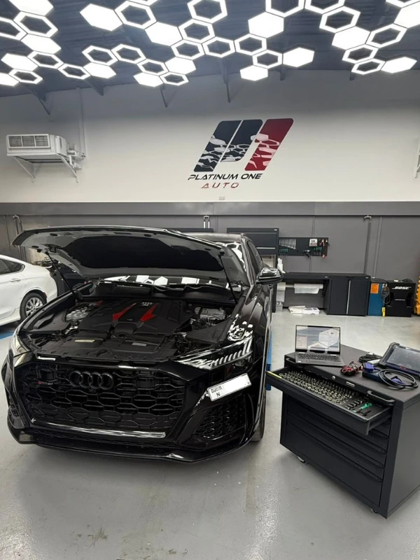 Black Audi RS in for performance service